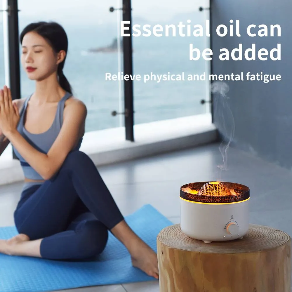 Ultrasonic Air Humidifier Fragrant Volcano Flame Large Aroma Essential ...